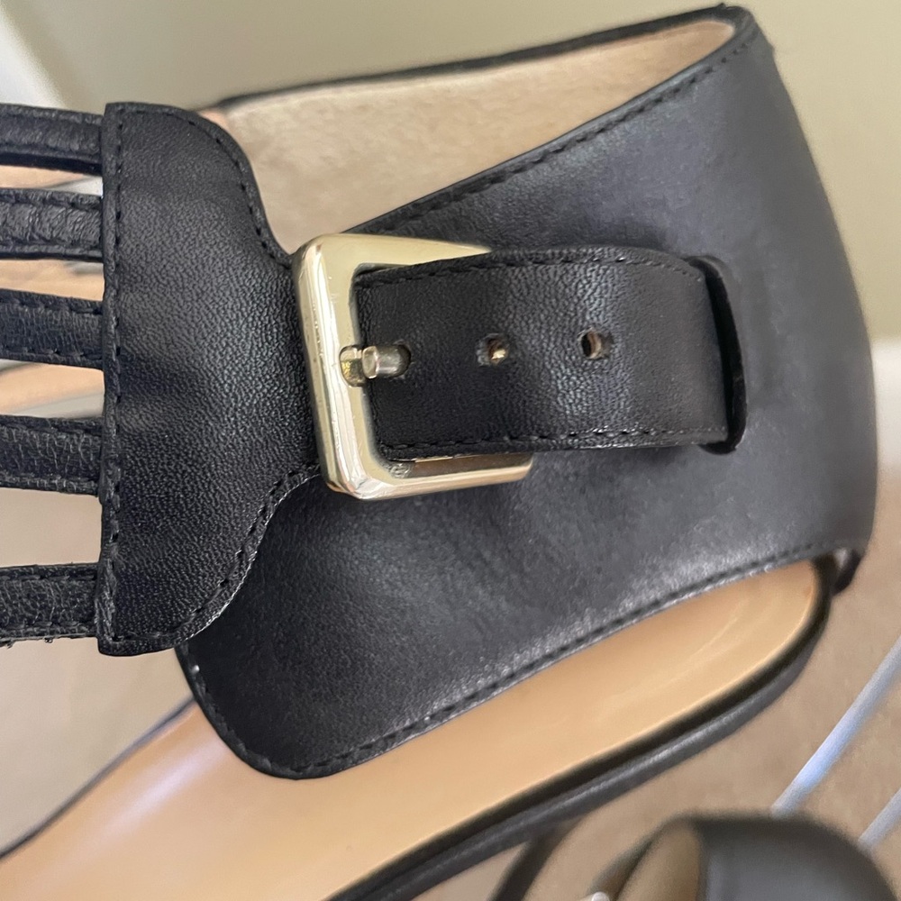 Cole Haan Black Strappy Stiletto Heels with Buckle Size 9B - Picture 5 of 14